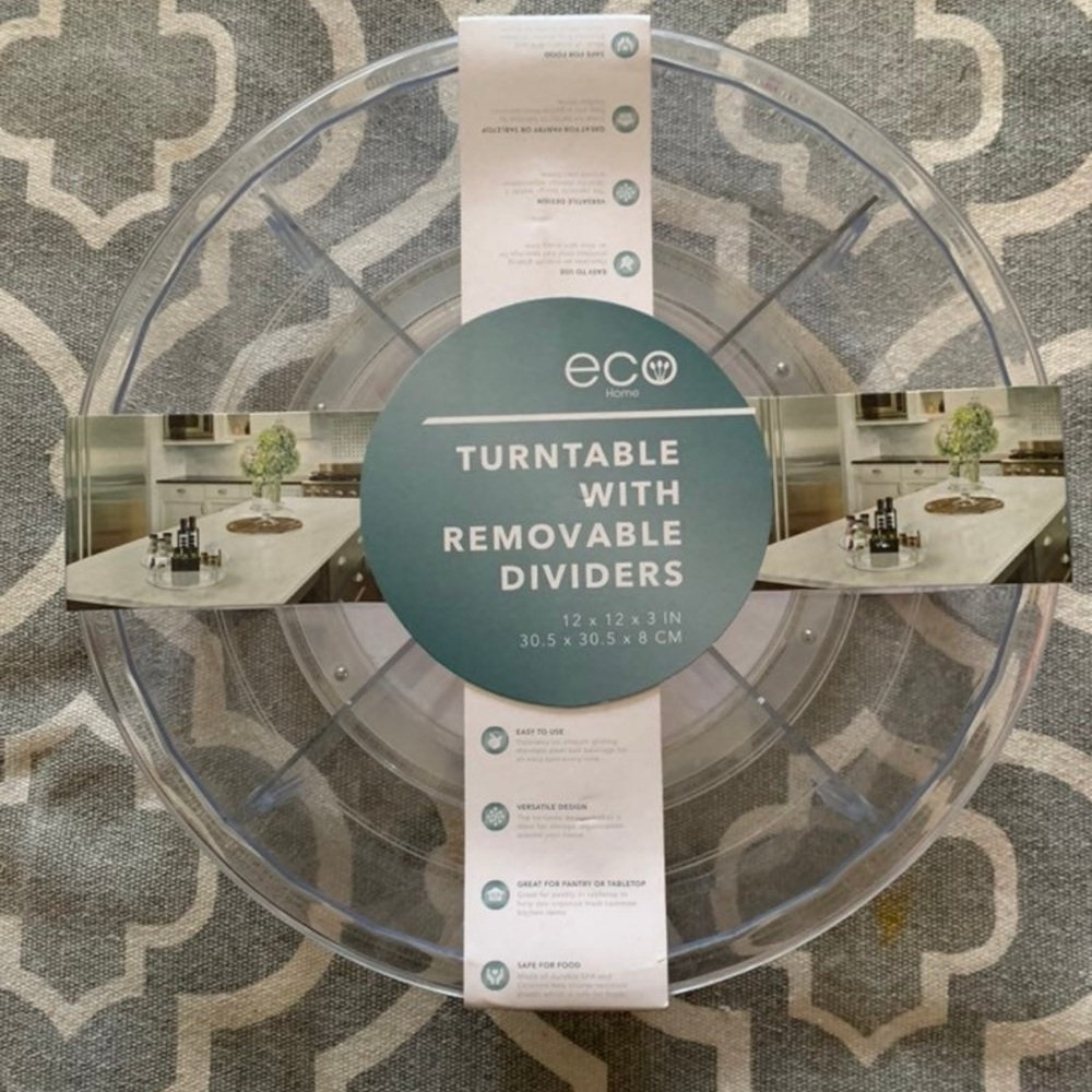 Eco home Clear Turntable with Removable Dividers